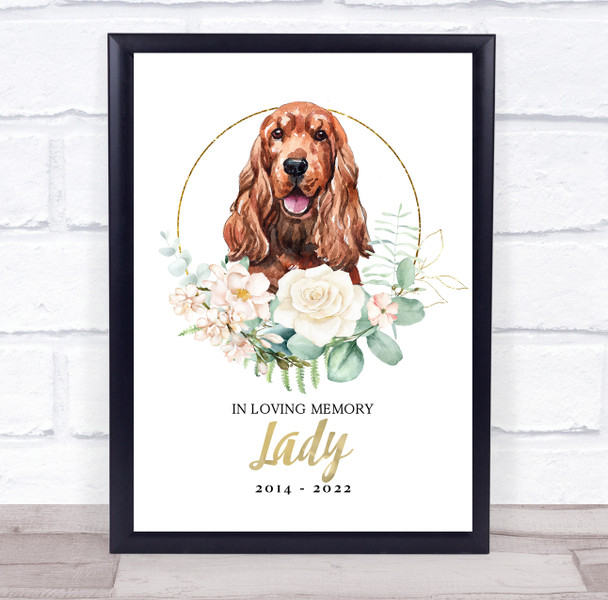 Spaniel Dog Pet Memorial Loving Memory Personalised Wall Art Gift Print