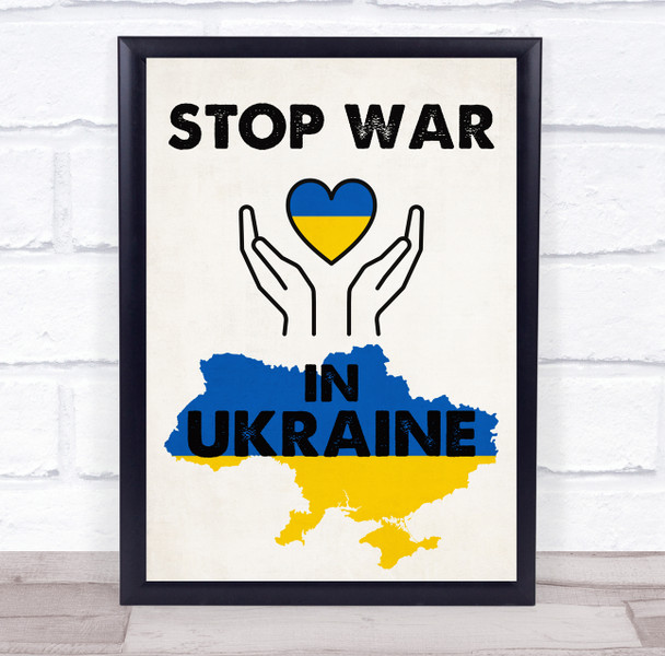 Stop War In Ukraine Map Heart Personalised Wall Art Gift Print