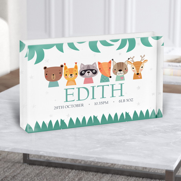 New Baby Birth Details New-born Nursery Animals Gift Acrylic Block New Baby Birth Details New-born Nursery Animals Gift Acrylic Block