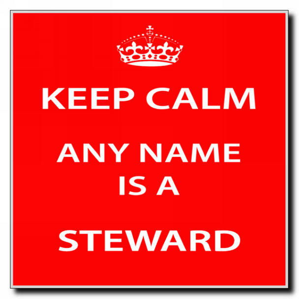 Steward Personalised Keep Calm Coaster