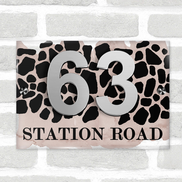 Animal Print Pattern Mushroom Grey 3D Modern Acrylic Door Number House Sign