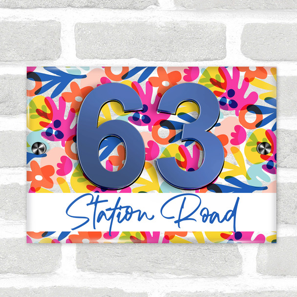 Bright Pattern Colourful Bold 3D Modern Acrylic Door Number House Sign