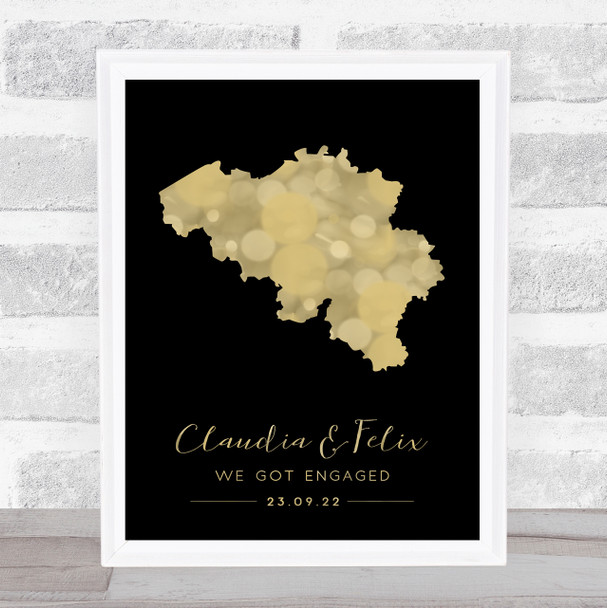Belgium Special Country Date Event Black Gold Personalised Gift Print