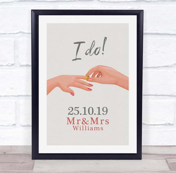 Wedding Hands I Do Gold Anniversary Wedding Date Personalised Gift Print