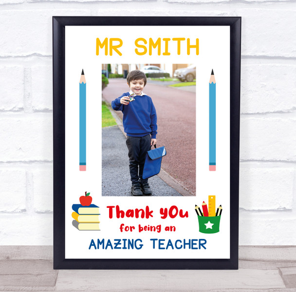 Thank You Teacher Photo Bright Colourful School Personalised Gift Print