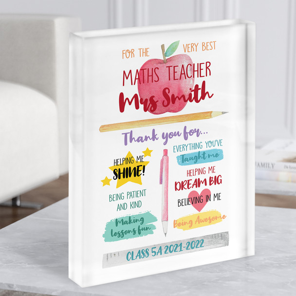 Best Teacher Thank You List School Bright Teacher Gift Acrylic Block