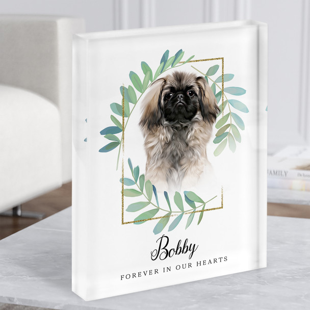 Pekingese Grey Haired Memorial Forever In Our Hearts Gift Acrylic Block