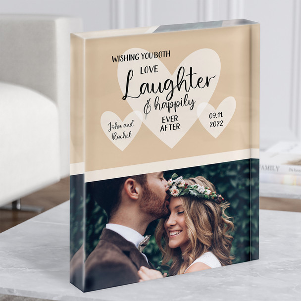 Wishing You Love Laughter Happily Ever After Photo Gift Acrylic Block