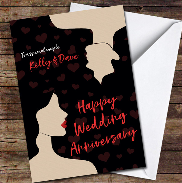 Man & Female Silhouette Wedding Anniversary Special Couple Personalised Card