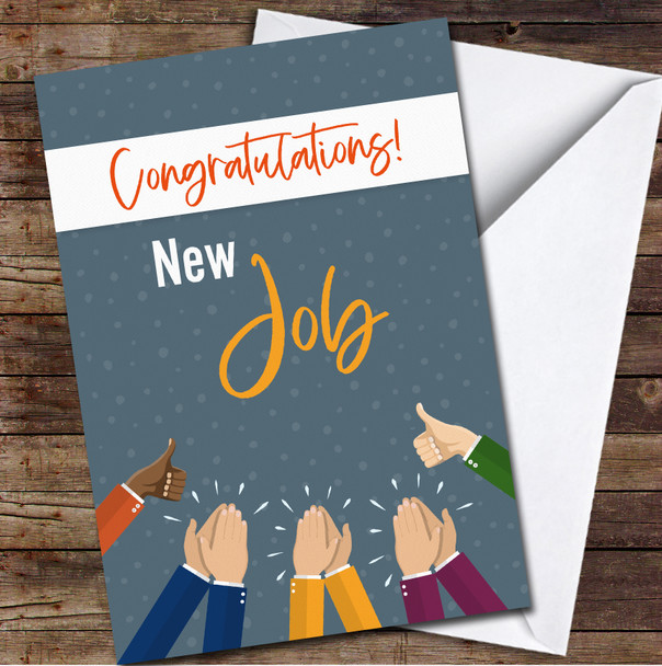 Hands Showing Thumbs up Congratulations New Job Personalised Card