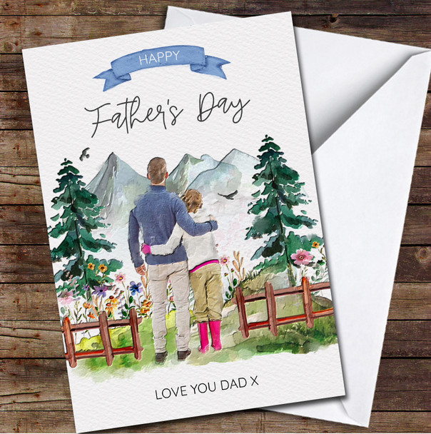 Happy Father's Day From Your Daughter Hug Nature Love You Dad Personalised Card