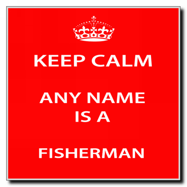 Fisherman Personalised Keep Calm Coaster