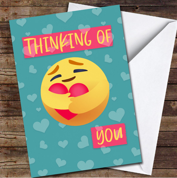 Emoji Hugging A Heart Thinking Of You Sympathy Personalised Card