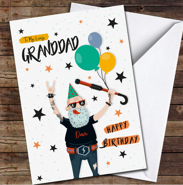Granddad Birthday Cool Grandpa Wearing Party Cap Card Personalised Birthday Card