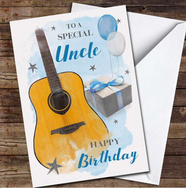 Special Uncle Birthday Guitar Present Gift Painted Personalised Birthday Card