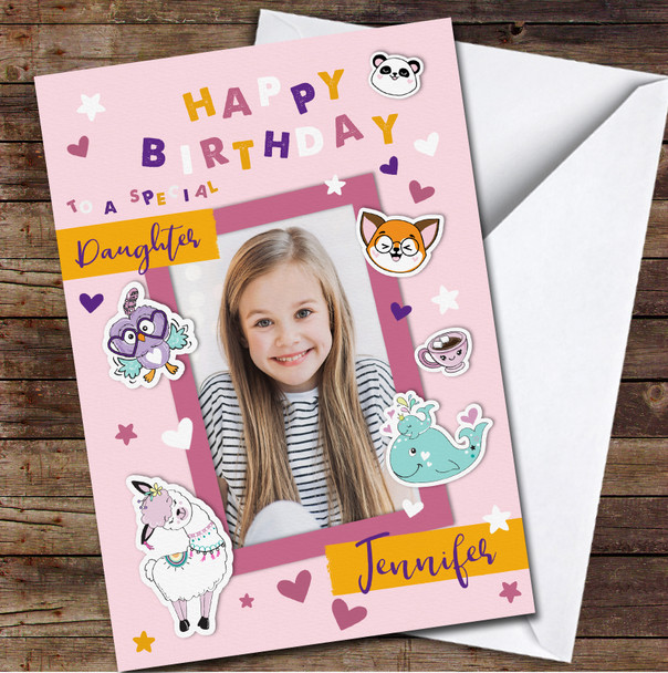 Special Daughter Birthday Cute Stickers Photo Frame Personalised Birthday Card