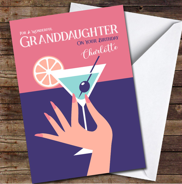 Granddaughter Birthday Hands Holding A Cocktail Personalised Birthday Card