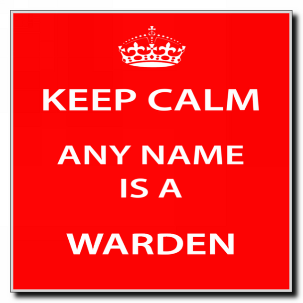 Warden Personalised Keep Calm Coaster