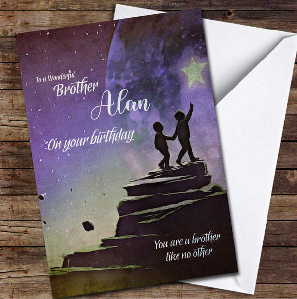 Brother Looking At The Star On Your Birthday Personalised Birthday Card