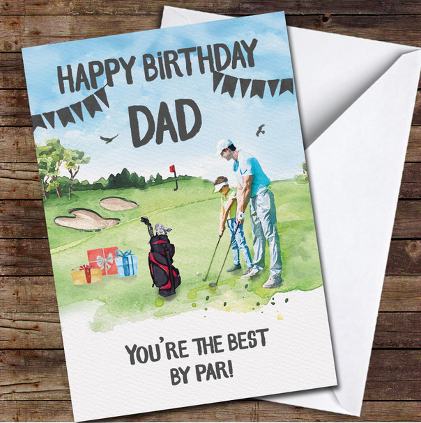 Dad Golf Father Son Happy Painted The Best Personalised Birthday Card