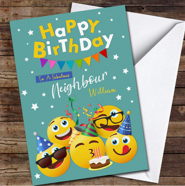 Neighbour Birthday Party Emojis Card Personalised Birthday Card