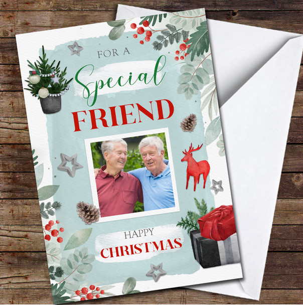 Friend Tree Gift Photo Any Text Personalised Christmas Card