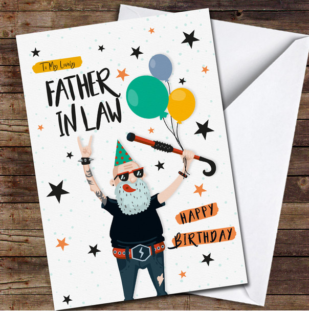 Father In Law Cool Grandpa Wearing Party Cap Any Text Personalised Birthday Card