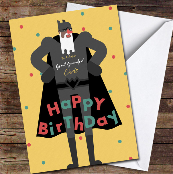 Great Grandad Dark Skin Superhero Grandfather Any Text Birthday Card