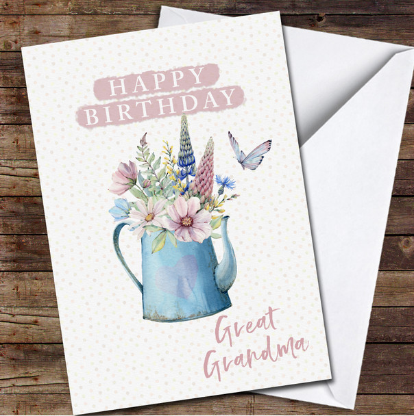 Great Grandma Watercolour Flowers In Water Can Any Text Birthday Card