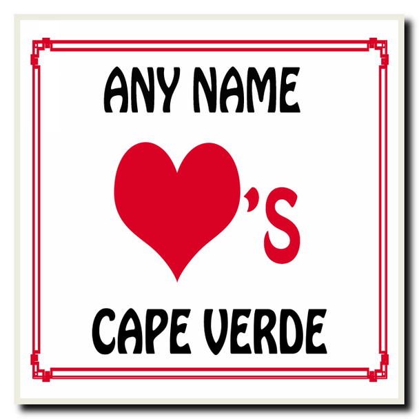 Love Heart Cape Verde Personalised Coaster