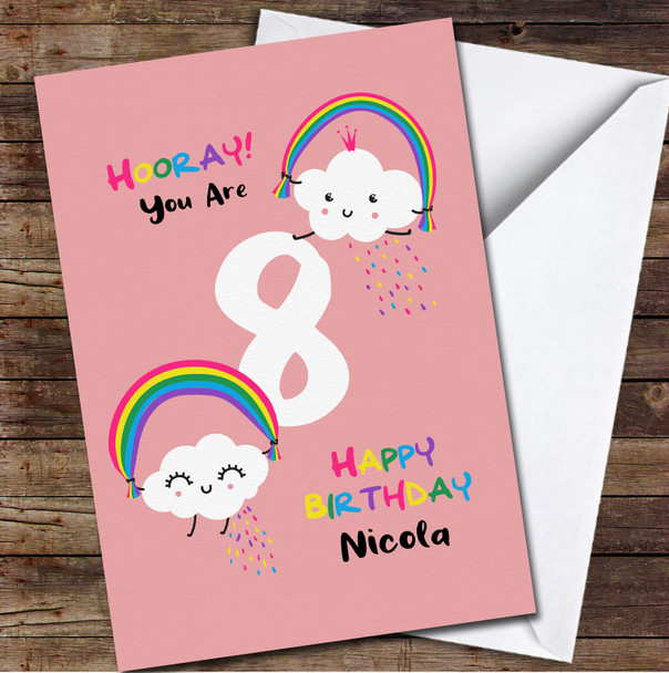 8th Girl Funny Clouds Any Age Personalised Birthday Card