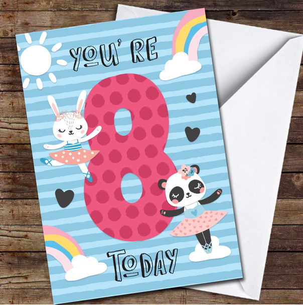 8th You're 8 Today Girl Ballerina 8th Any Age Personalised Birthday Card