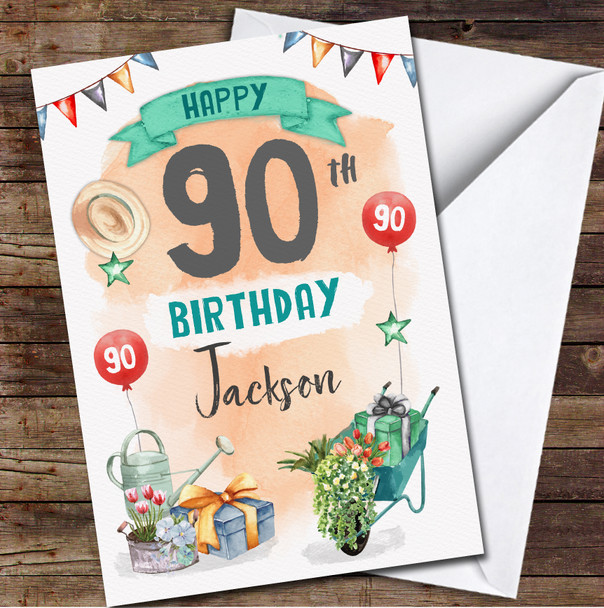 90th Male Garden Flowers Nature Gift Any Age Personalised Birthday Card