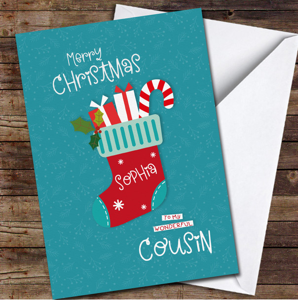 Cousin Sock Any Text Personalised Christmas Card