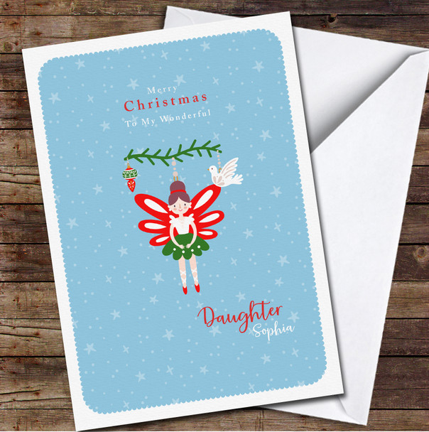 Daughter Fairy Any Text Personalised Christmas Card