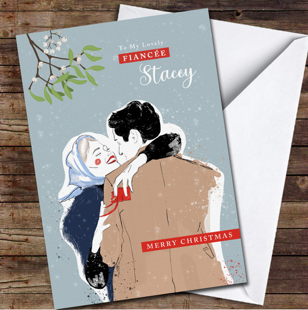 Fiancée Couple In Love Any Text Personalised Christmas Card