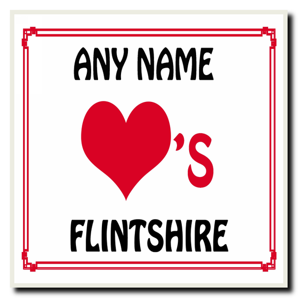 Love Heart Flintshire Personalised Coaster