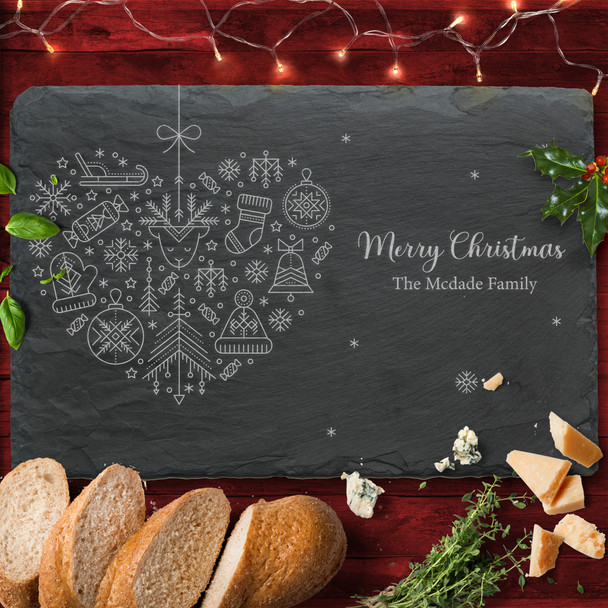 Elements Rectangle Any Text Personalised Engraved Christmas Slate Cheese Board