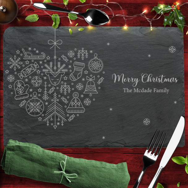 Elements Rectangle Any Text Personalised Engraved Christmas Slate Placemat