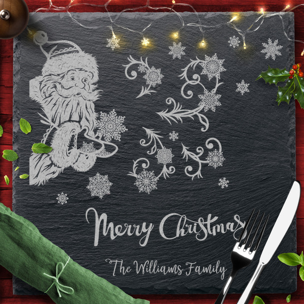 Santa Square Any Names Or Text Personalised Engraved Christmas Slate Placemat