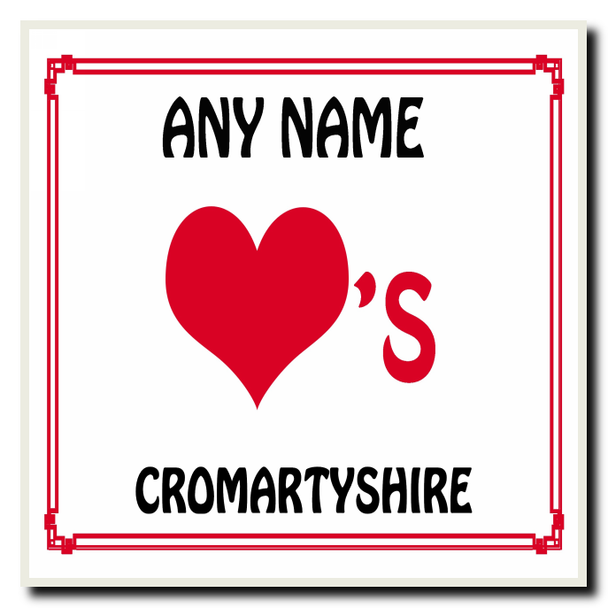 Love Heart Cromartyshire Personalised Coaster