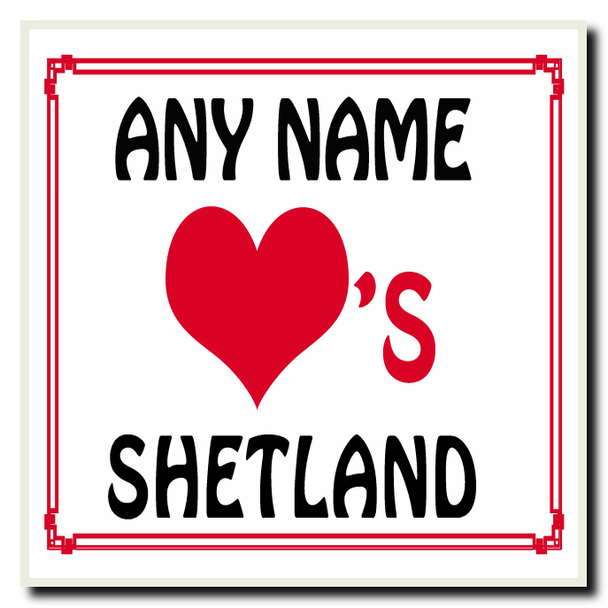 Love Heart Shetland  Personalised Coaster