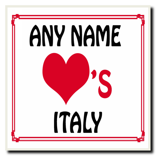 Love Heart Italy Personalised Coaster