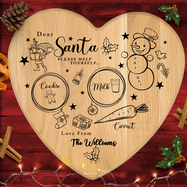 Doodle Characters Heart Personalised Christmas Eve Board Santa Reindeer Plate