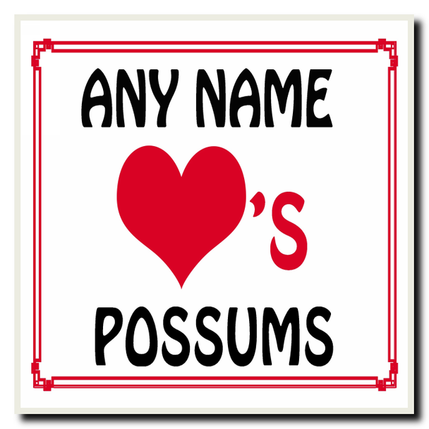 Love Heart Possums Personalised Coaster