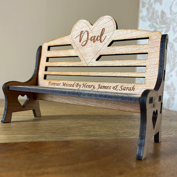 Personalised Miniature Wooden Heart Bench Memorial Gift In Memory Of Keepsake