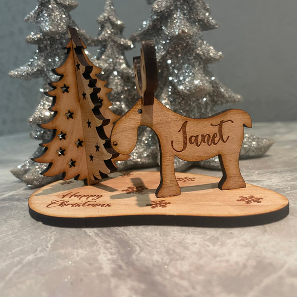 Reindeer & Tree Personalised Christmas Table Decoration Name Place Setting