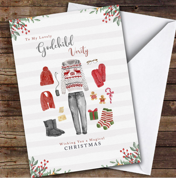 Lovely Godchild Christmas Women Outfits Magical Personalised Christmas Card