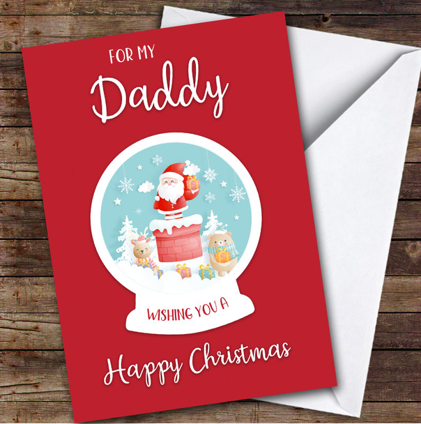 Daddy Christmas Snow globe Santa Cute Animals Personalised Christmas Card