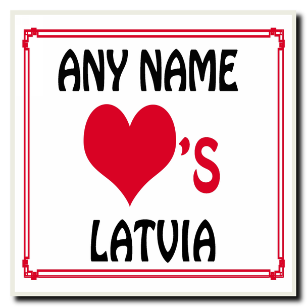 Love Heart Latvia Personalised Coaster